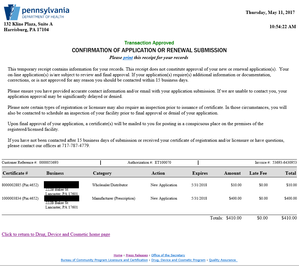 image of Transaction Receipt page